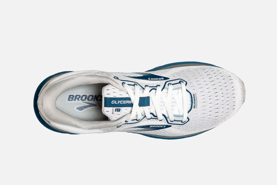 Brooks Israel Glycerin 18 Road Running Shoes Mens - White/Blue - TYO-253987